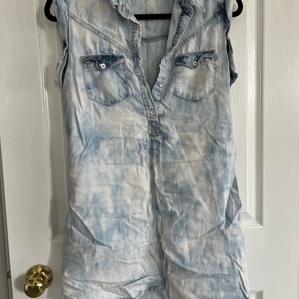 Sleeveless Light Blue Denim Dress